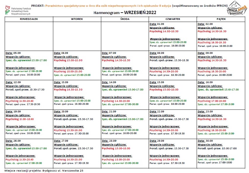 Harmonogram 2022 09P Wrzesien 2